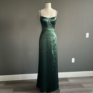 Jenny Yoo Emerald Satin Slip Gown – Holiday • Evening • Formal